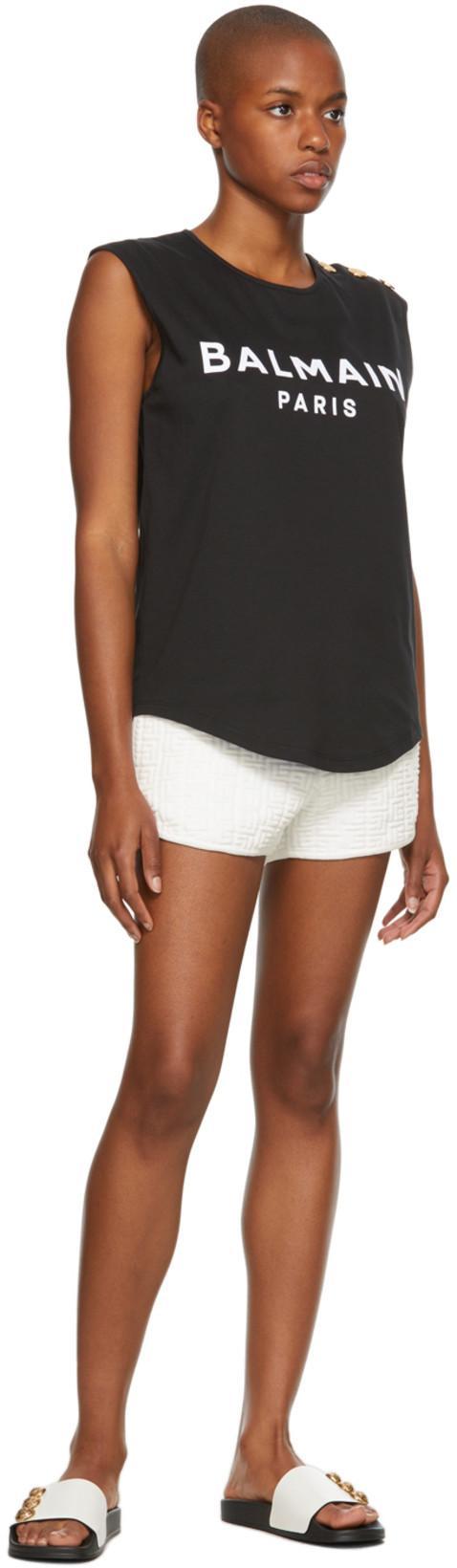 BALMAIN Black Logo Print Sleeveless