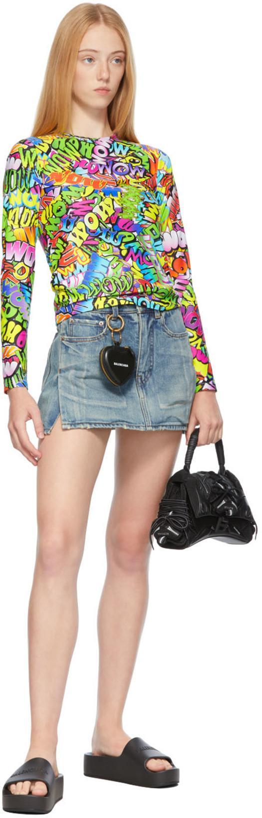 BALENCIAGA Womens Black Mono Platform Rubber Pool Slides 5