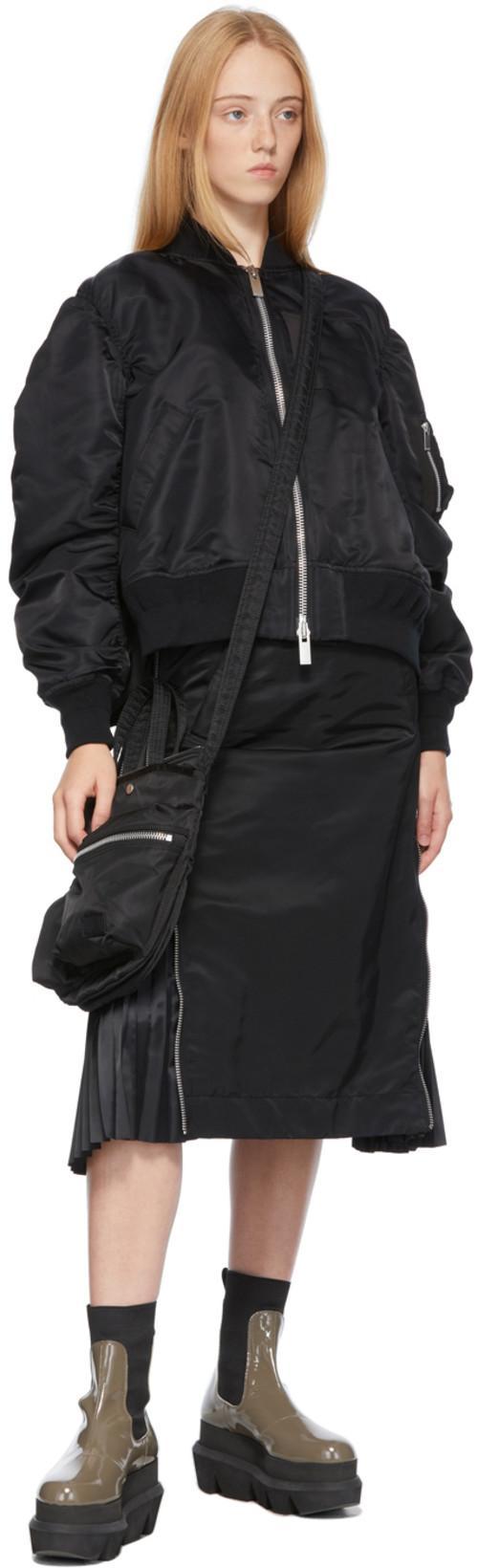 SACAI Pleat-panelled Midi Skirt In Black