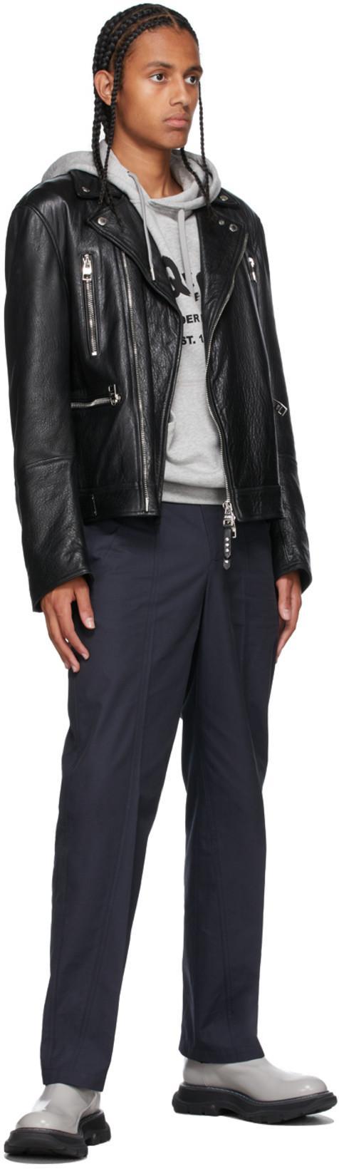 ALEXANDER MCQUEEN Mcqueen Textured Leather Jacket With Zip Closure In Black