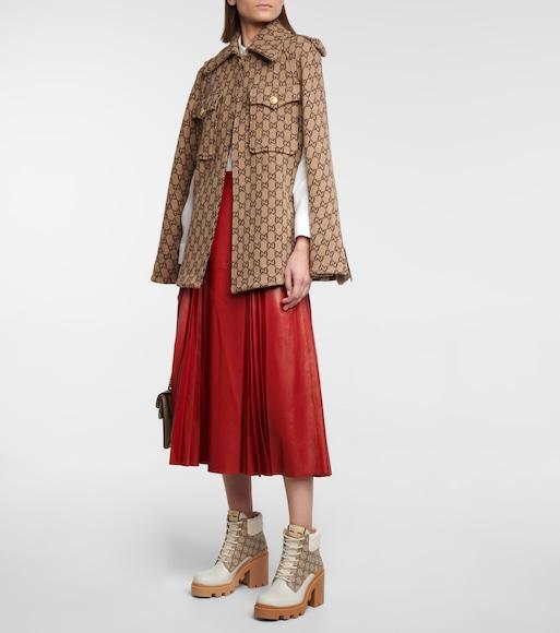 GUCCI Gg-knit Wool Cape Jacket In Multi