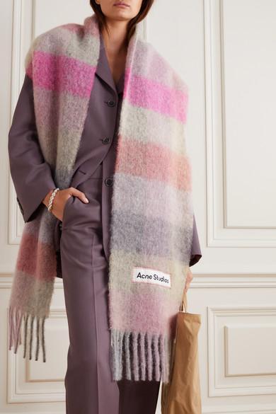 ACNE STUDIOS Women Multicolor Scarf With Check Motif And Logo Patch In Alpaca And Wool Blend Woman