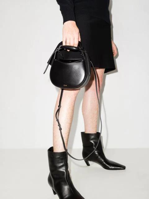 KHAITE Leather Arizona Heeled Ankle Boots 50 In Black