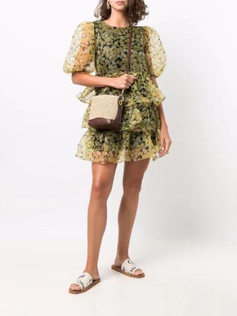 CHLOÉ Woody Flat Logo Ribbon Slide Sandals In White