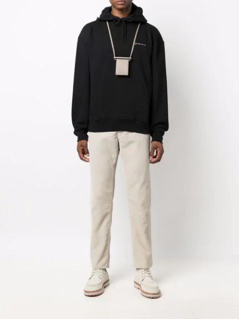 JACQUEMUS Logo Embroidered Drawstring Hoodie In Black