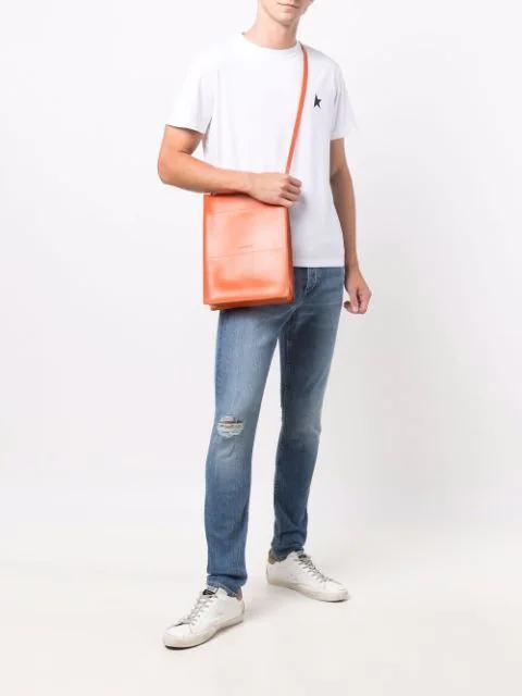 GOLDEN GOOSE White T-shirt With Round Neck And One Star Logo Print On The Front In Cotton Man