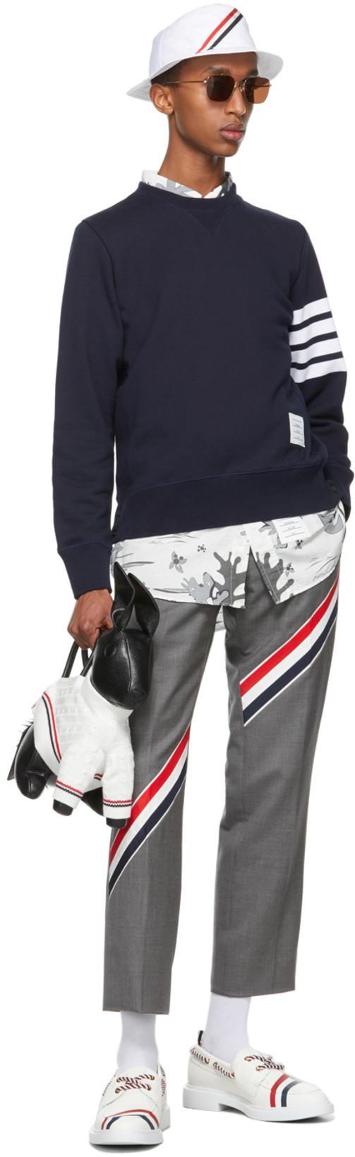 THOM BROWNE Classic 4-bar Sweatshirt In Blue
