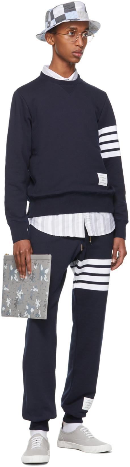 THOM BROWNE Classic Loopback 4-bar Sweatpants In Blue