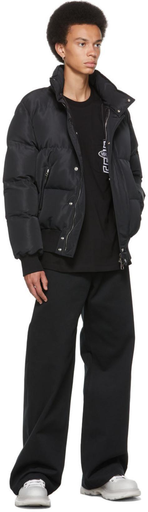 ALEXANDER MCQUEEN Men's Graffiti Logo Hooded Down Puffer Jacket In Black