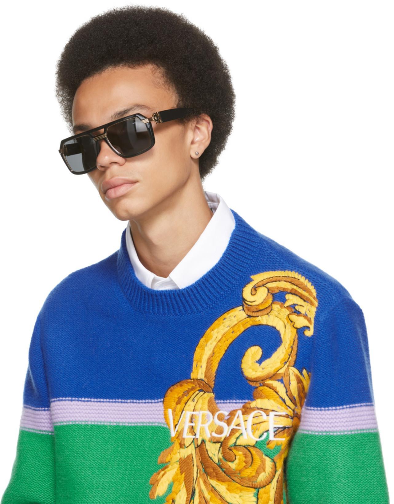 VERSACE Black Vintage Icon Pilot Sunglasses