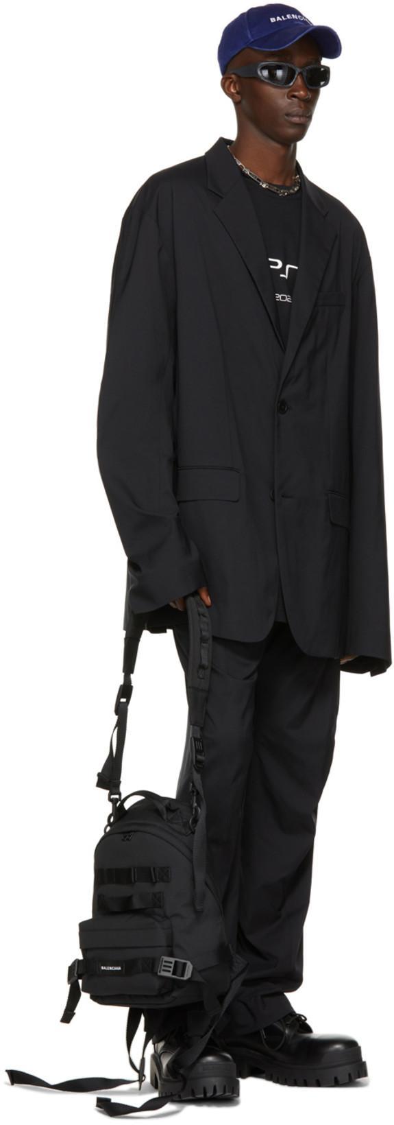 BALENCIAGA Black Swift Oval Sunglasses In 001 Black