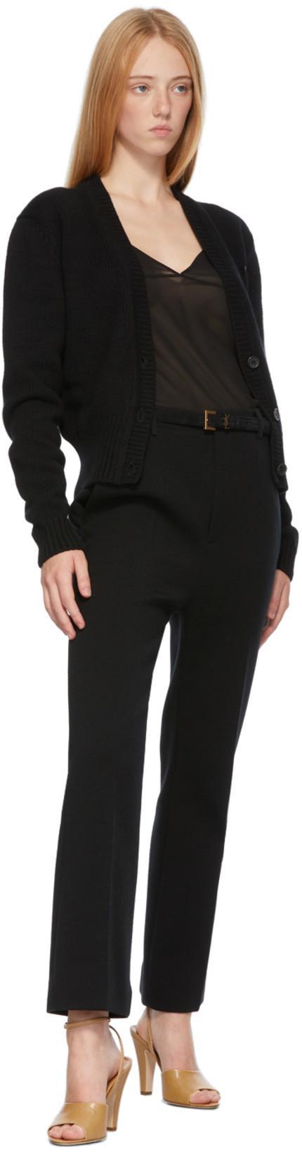 SAINT LAURENT Cassandre Embellished Croc-effect Leather Belt In Black