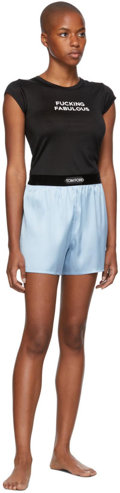 TOM FORD Logo-waist Stretch-silk Boxer Shorts In Blue