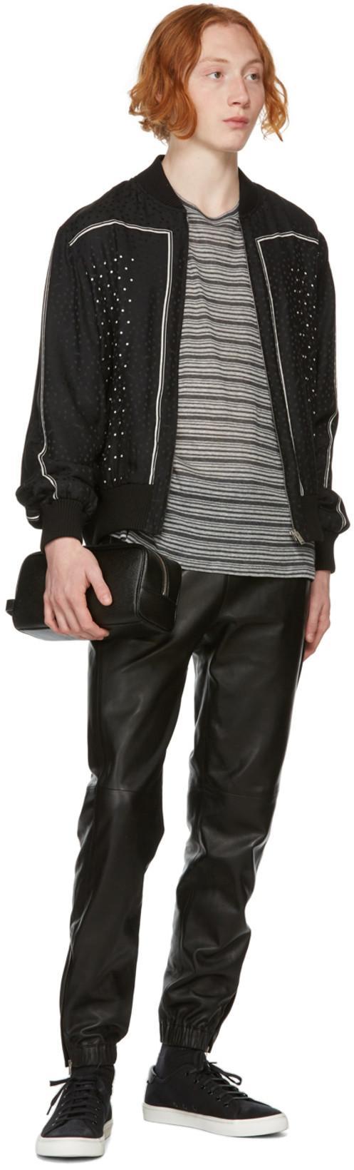 SAINT LAURENT Black Monogram Teddy Bomber Jacket