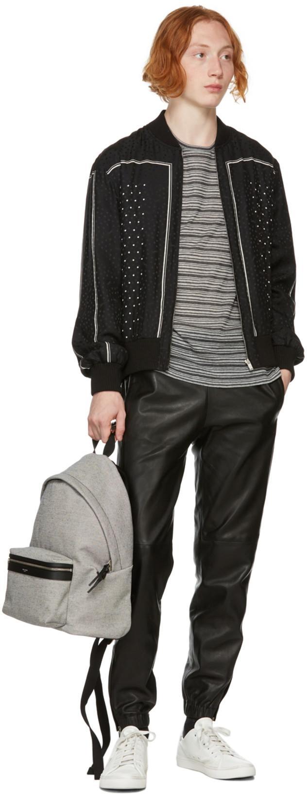 SAINT LAURENT Black Monogram Teddy Bomber Jacket