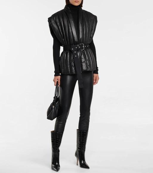 WOLFORD Estella Faux Leather Leggings In Black