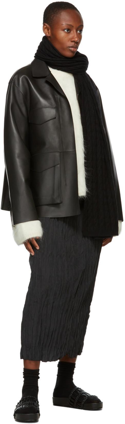 TOTÊME Zipped Wide-sleeve Leather Jacket In Black