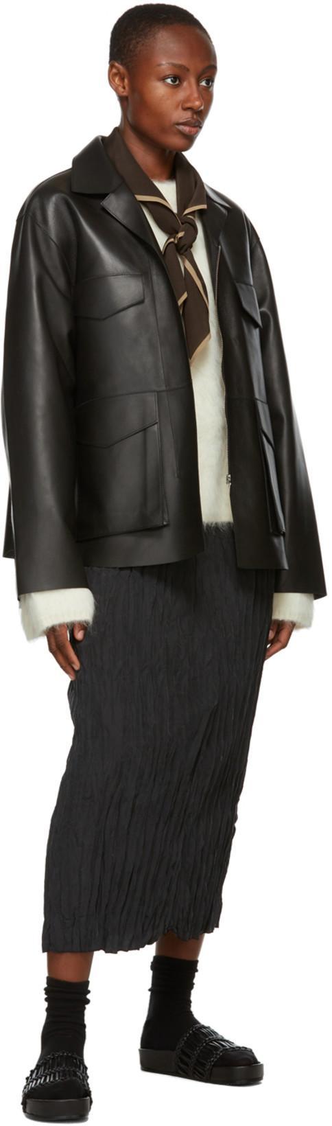 TOTÊME Zipped Wide-sleeve Leather Jacket In Black