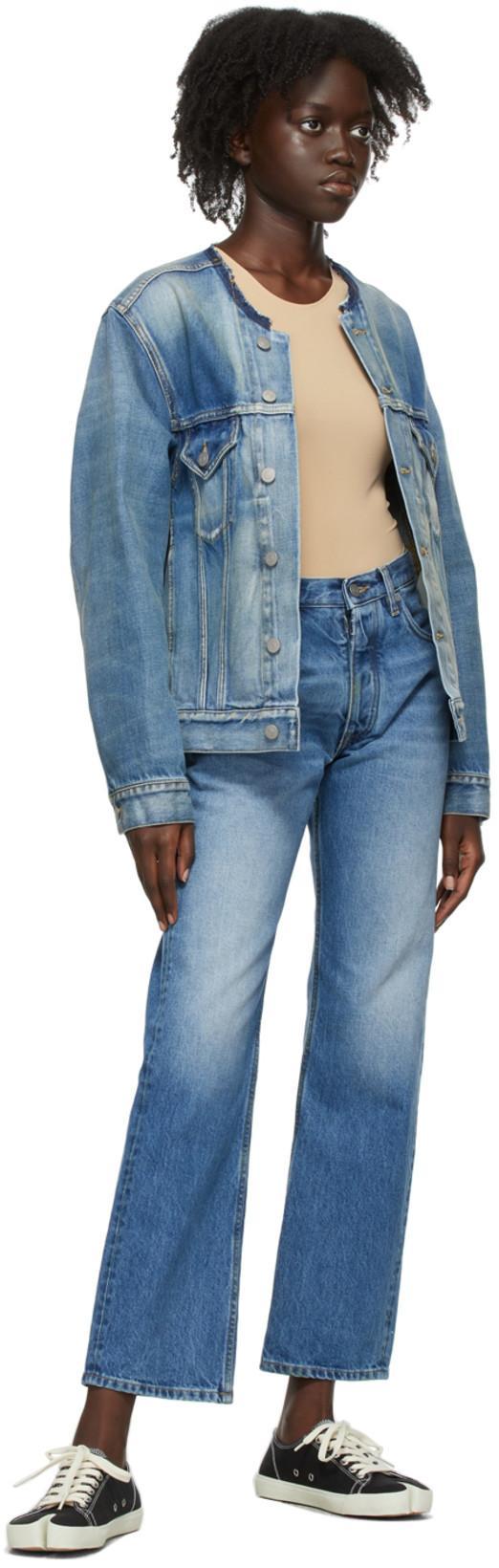 MAISON MARGIELA Collarless Denim Jacket In Blue