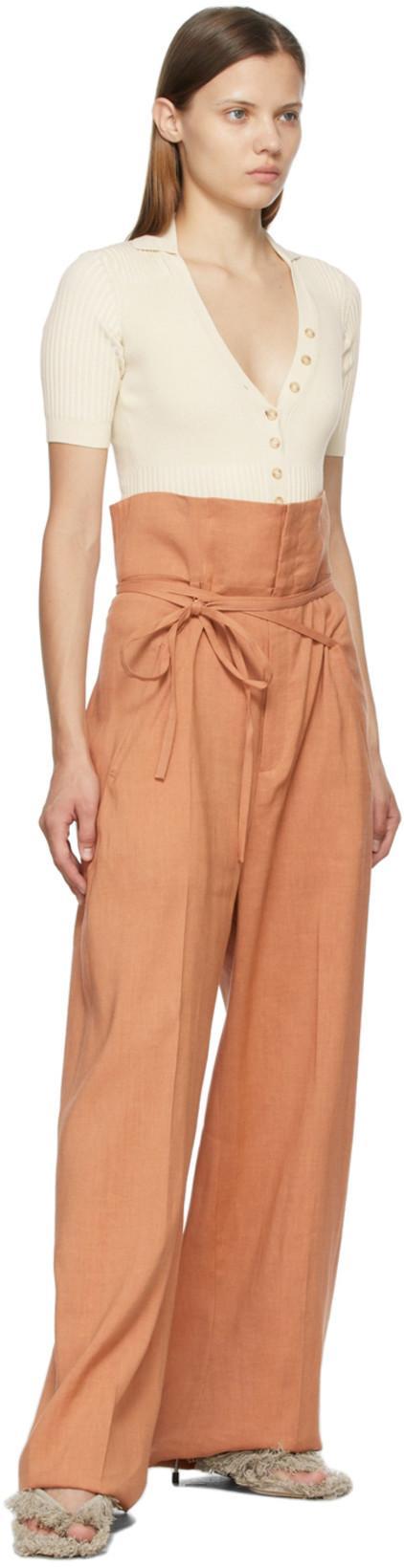 JACQUEMUS Yauco Buttoned Rib-knitted Bodysuit In Beige