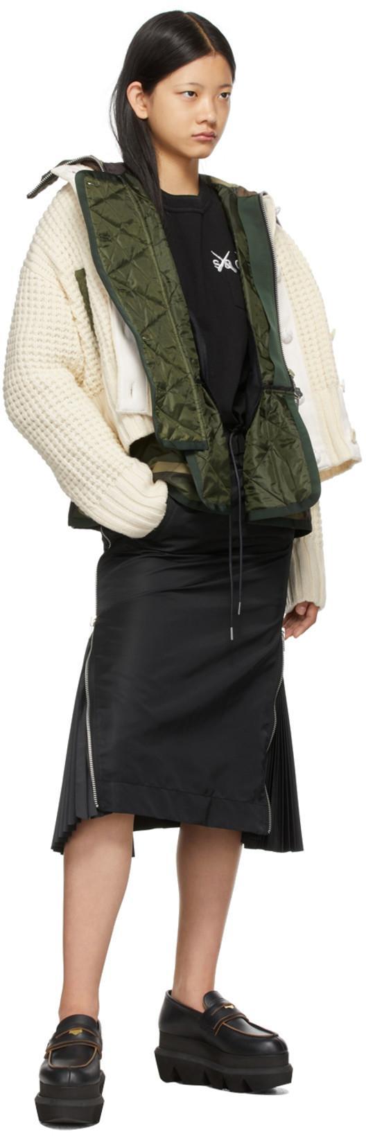 SACAI Pleat-panelled Midi Skirt In Black