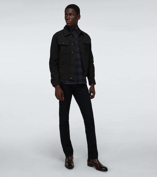 TOM FORD Stretch-cotton Moleskin Trucker Jacket In Black