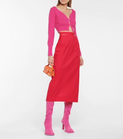 JACQUEMUS Alzou Cropped Mohair-blend Cardigan In Pink