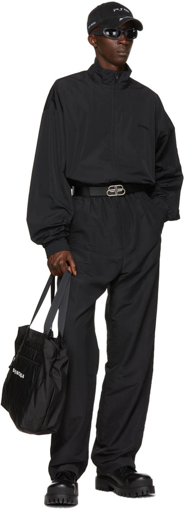 BALENCIAGA Black Swift Oval Sunglasses In 001 Black