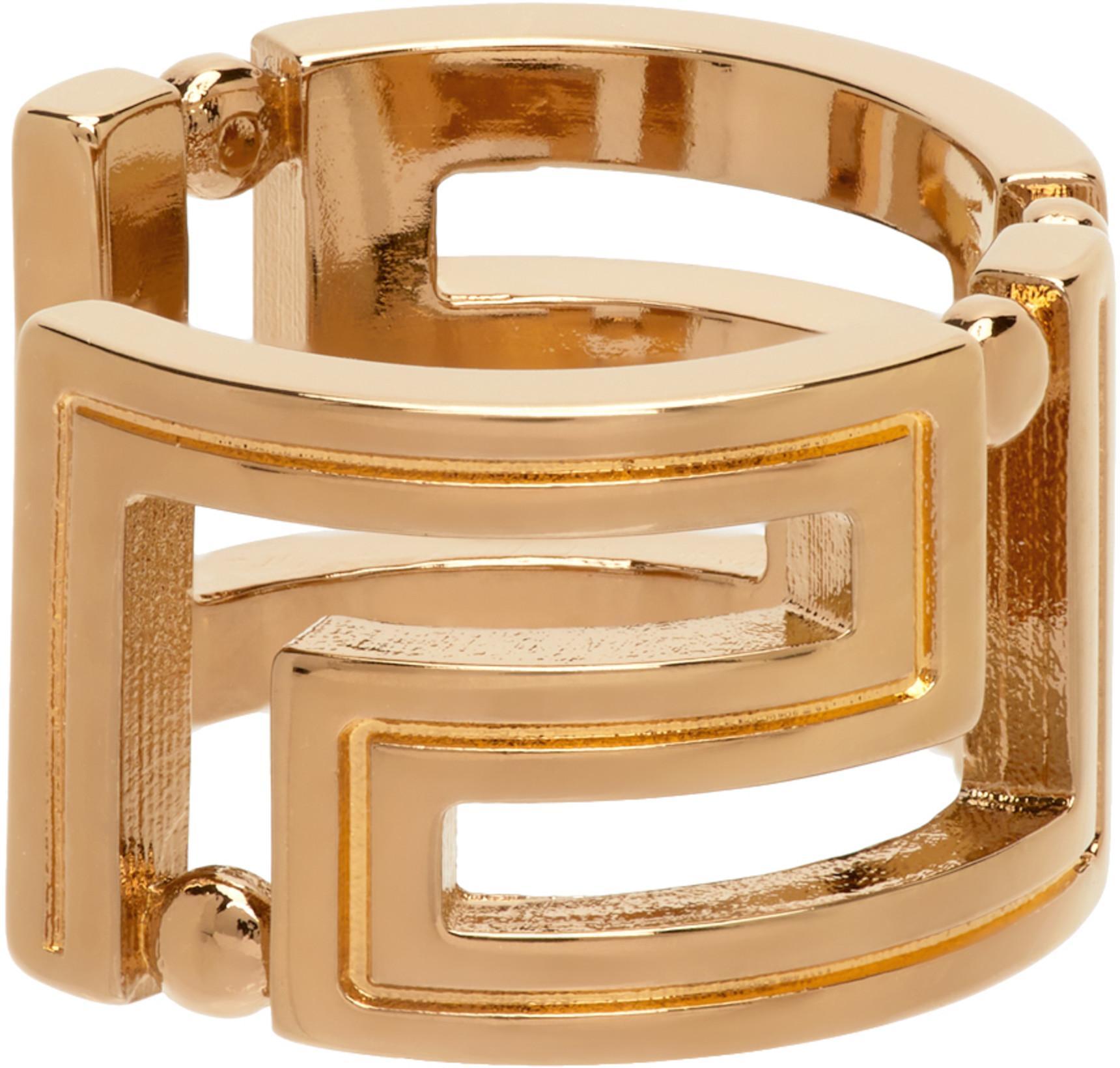 VERSACE Gold Tone Greca Ring In  Gold
