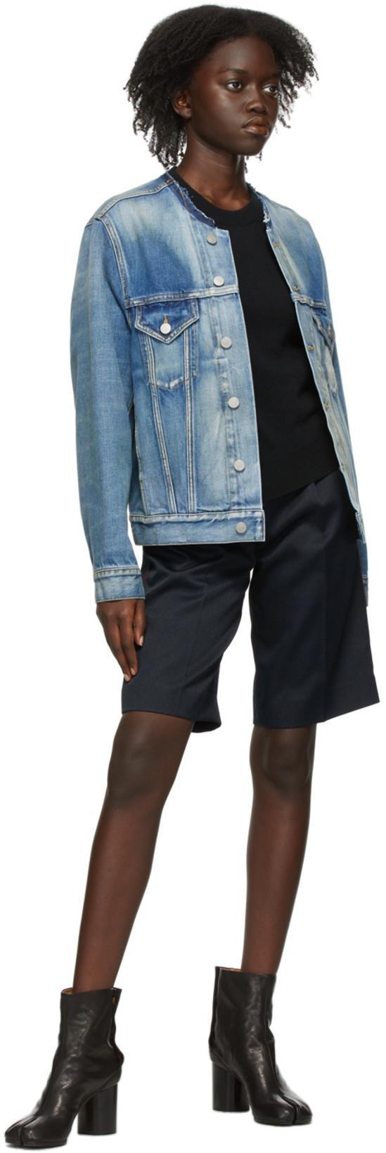 MAISON MARGIELA Collarless Denim Jacket In Blue