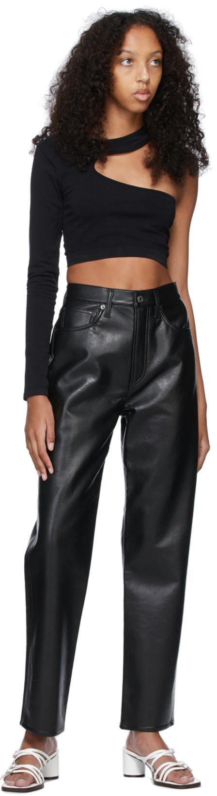 AGOLDE Ren Straight Leather Pant Detox In Black