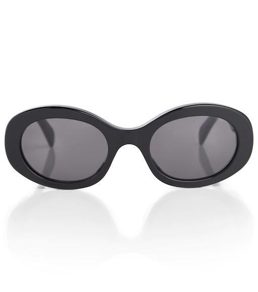 CELINE Triomphe 01 Oval Sunglasses In Black/smoke