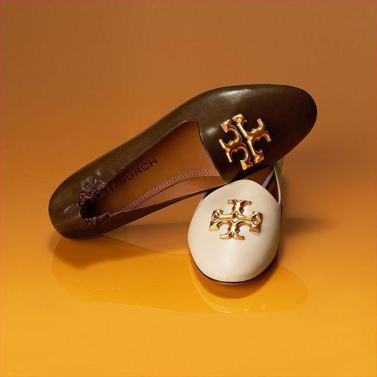 TORY BURCH Eleanor Leather Medallion Loafers In New Cream