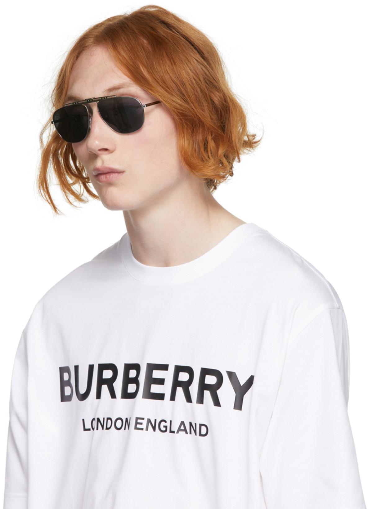 BURBERRY Logo Print Cotton Oversized T-shirt In White