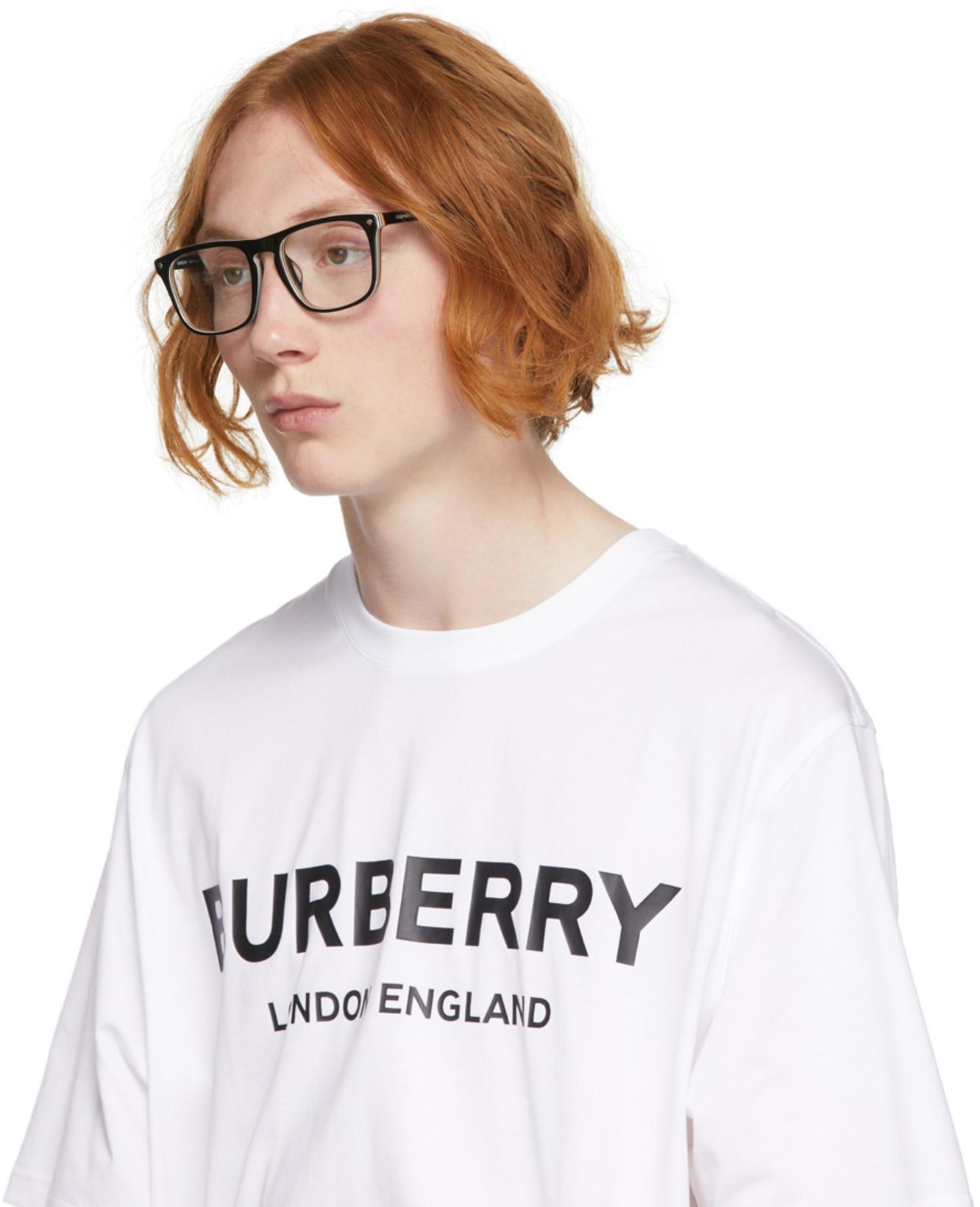 BURBERRY Logo Print Cotton Oversized T-shirt In White