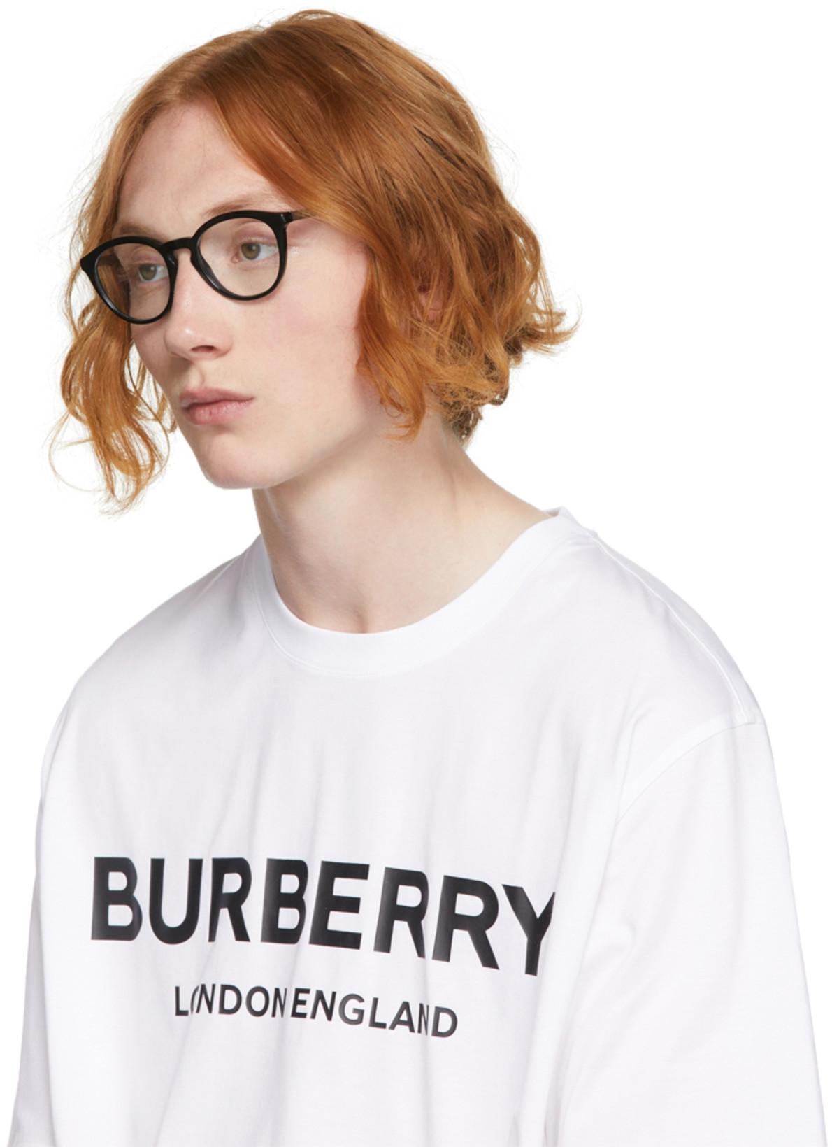BURBERRY Logo Print Cotton Oversized T-shirt In White