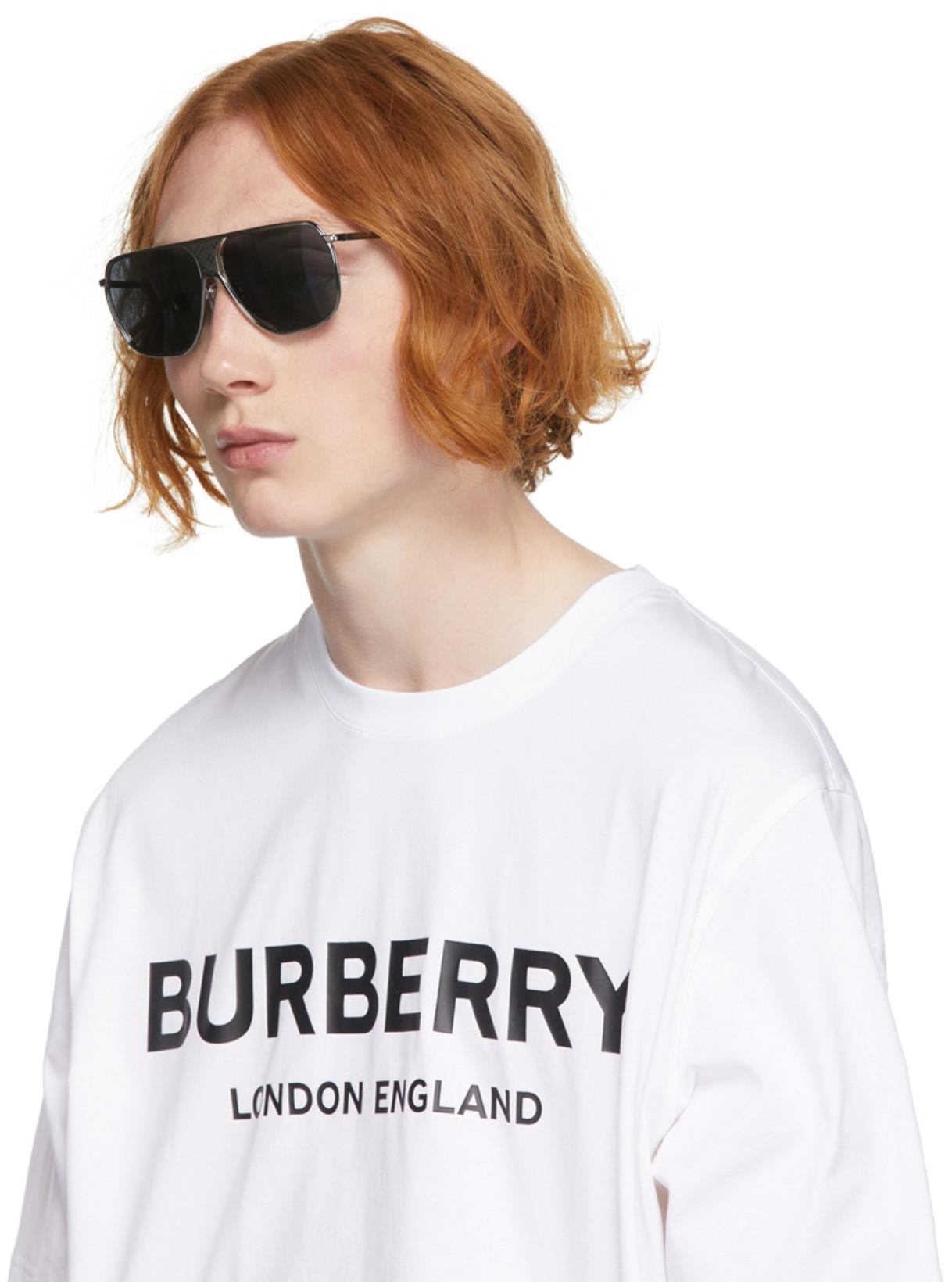 BURBERRY Logo Print Cotton Oversized T-shirt In White