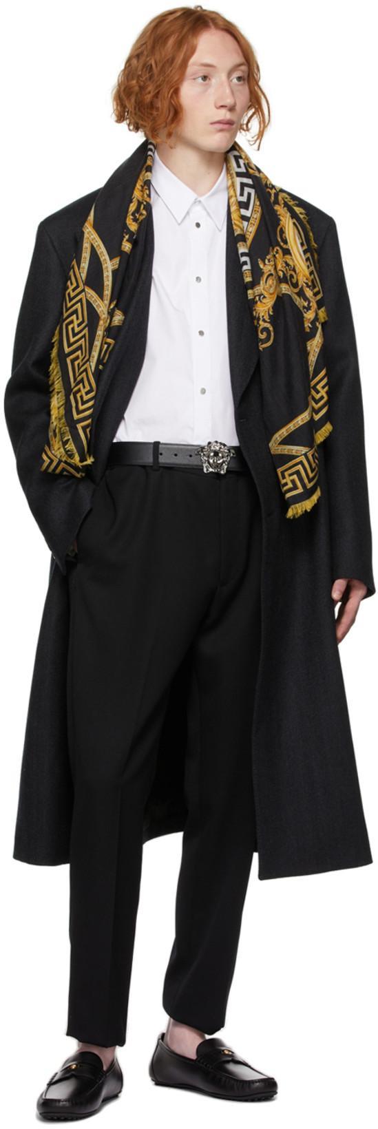 VERSACE La Medusa Reversible Leather Belt In Black