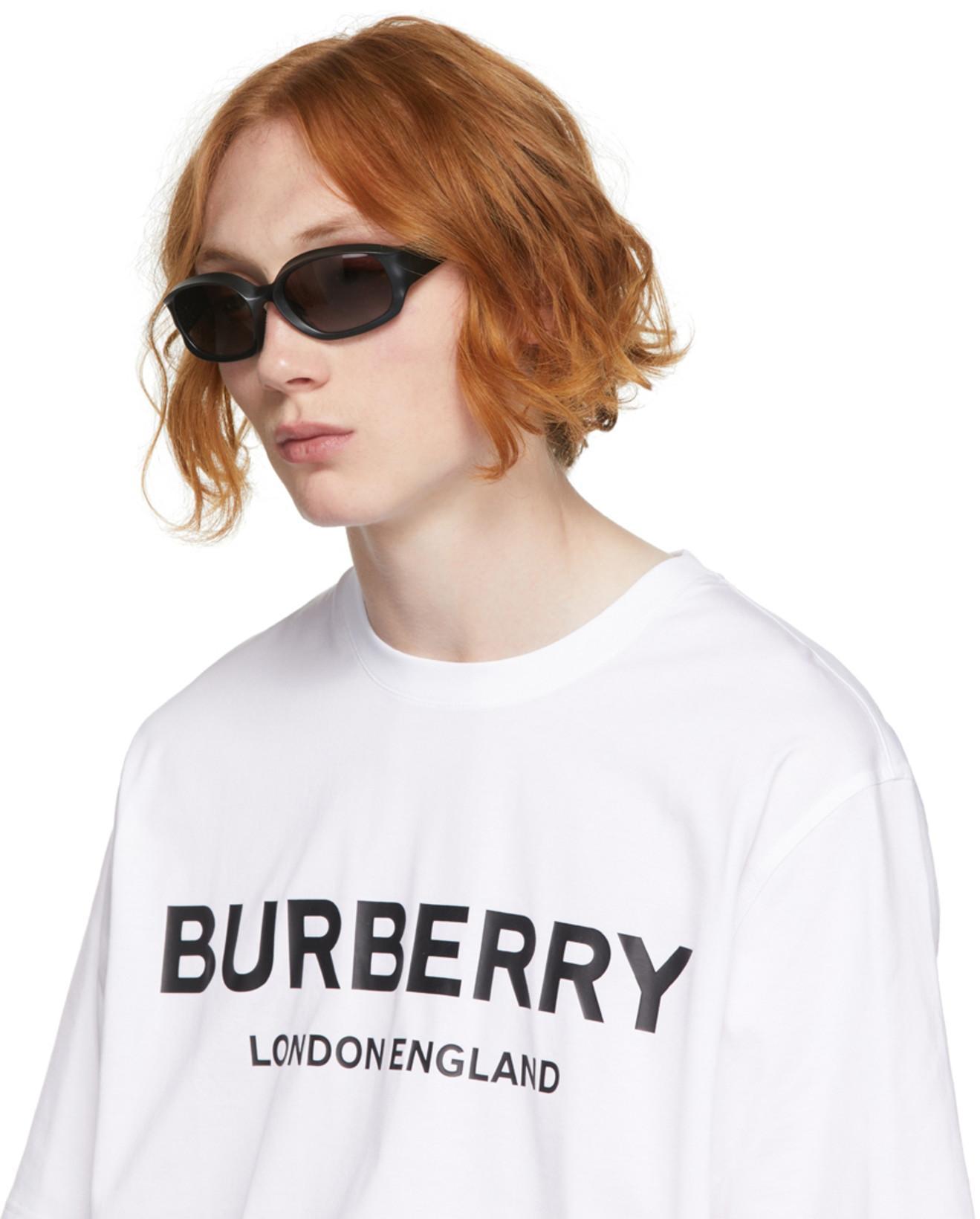 BURBERRY Logo Print Cotton Oversized T-shirt In White