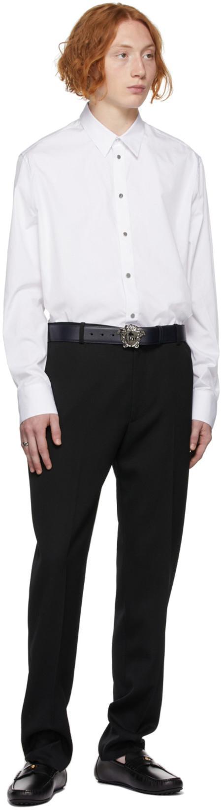 VERSACE La Medusa Reversible Leather Belt In Black
