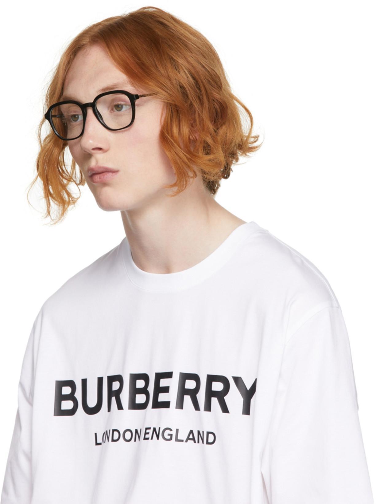 BURBERRY Logo Print Cotton Oversized T-shirt In White