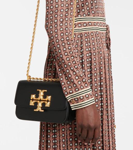TORY BURCH Small Eleanor Pebbled Leather Convertible Shoulder Bag In Black