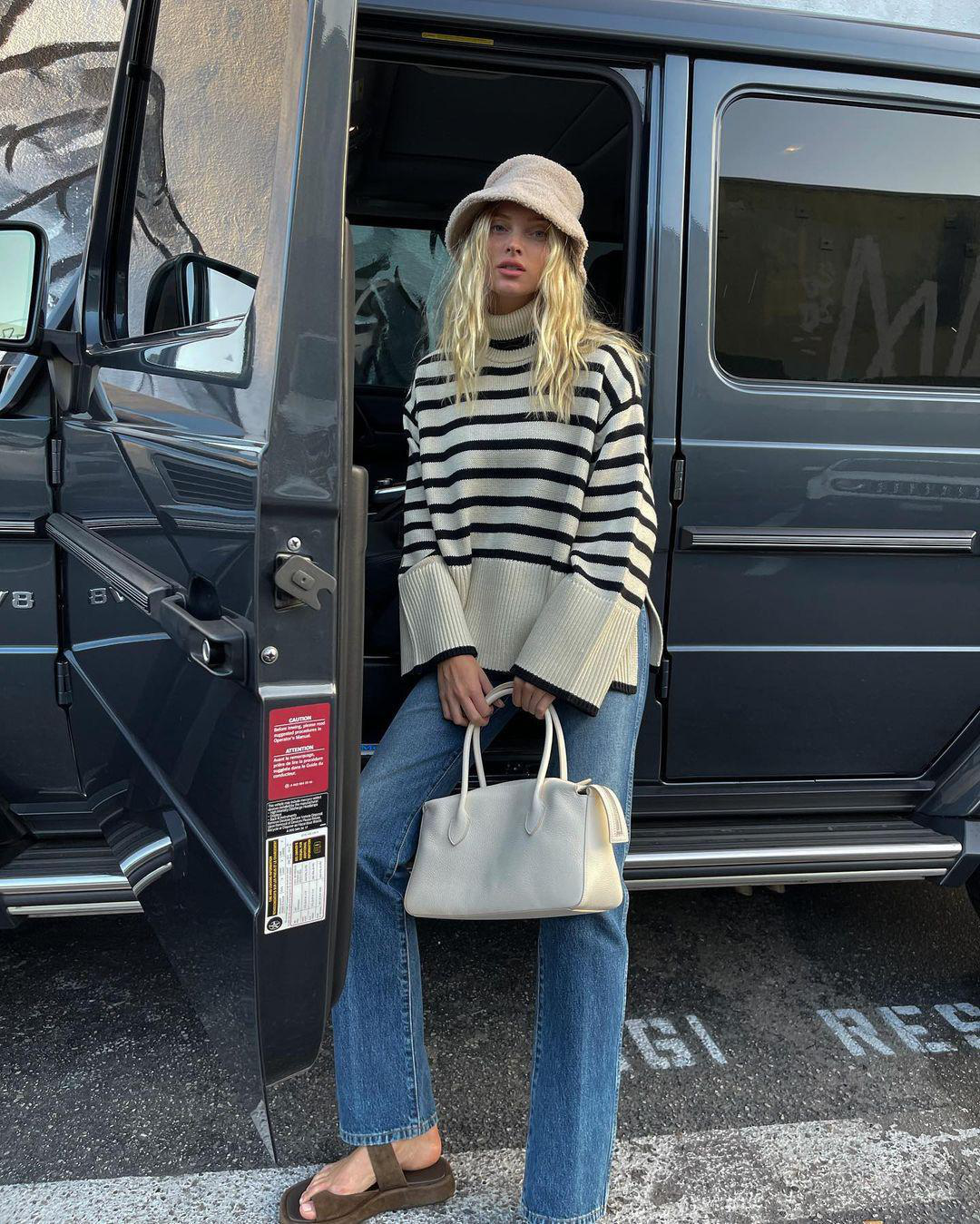 TOTÊME Toteme Striped Wool Cotton Turtleneck In Neutral