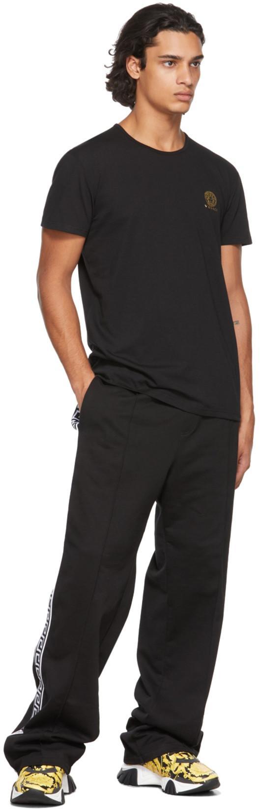 VERSACE White Crewneck T-shirt With Medusa Print On The Front In Black