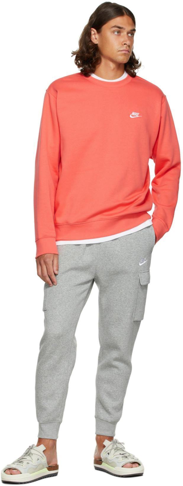 NIKE Grey Fleece Sportswear Club Cargo Lounge Pants In Dark Grey Heather/dark Steel Grey/white