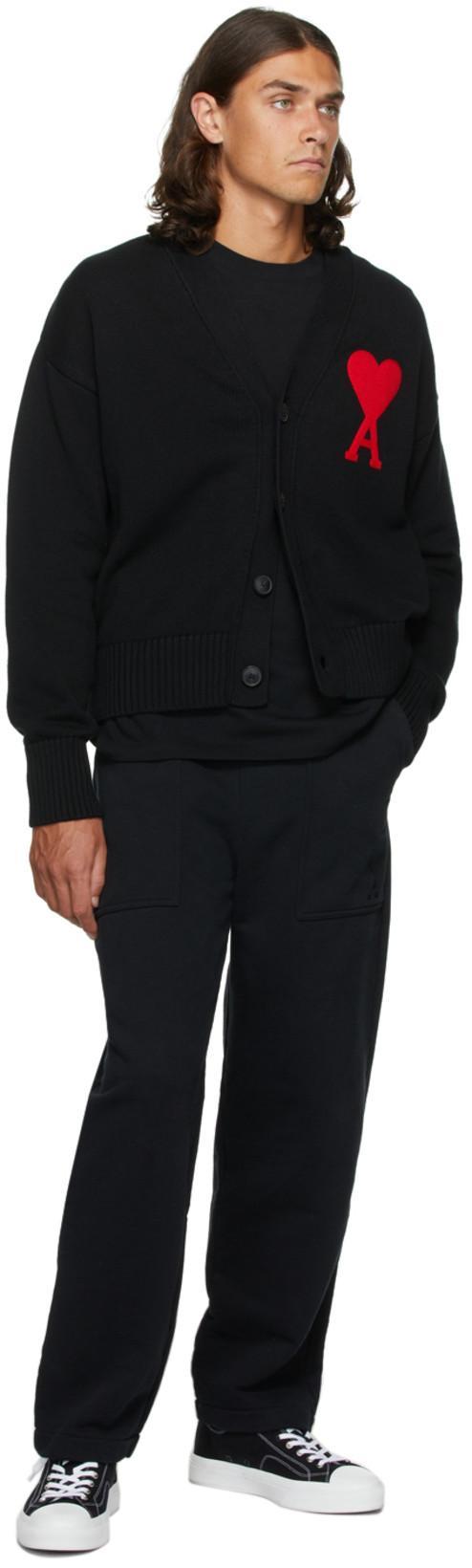 AMI ALEXANDRE MATTIUSSI Ami Wool Cardigan With Logo In Black