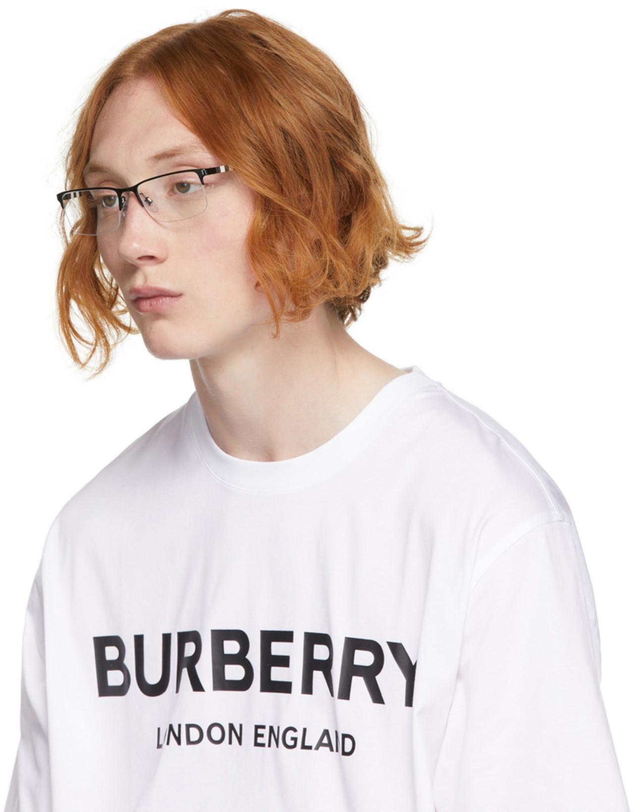 BURBERRY Logo Print Cotton Oversized T-shirt In White