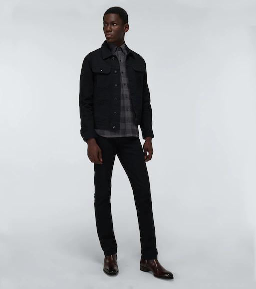 TOM FORD Stretch-cotton Moleskin Trucker Jacket In Black