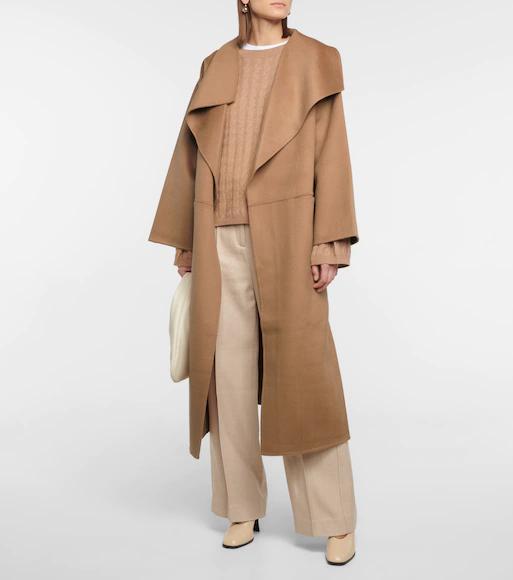 TOTÊME Camel Brown Oversize Coat With Shawl Lapels In Wool And Cashmere Woman Toteme