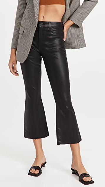 L'AGENCE Kendra High Rise Cropped Flared Jeans In Noir Coated In Black
